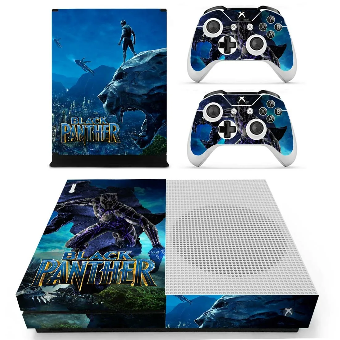 Черная пантера наклейка s для Xbox One S виниловые наклейки на кожу наклейки Pegatinas для Xbox one тонкая консоль и два контроллера шкуры