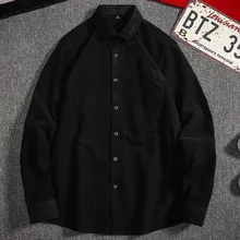 Рубашка мужская Осенняя трендовая рубашка Мужская квадратная свинцовая Вельветовая Свободная рубашка с длинным рукавом мужская рубашка