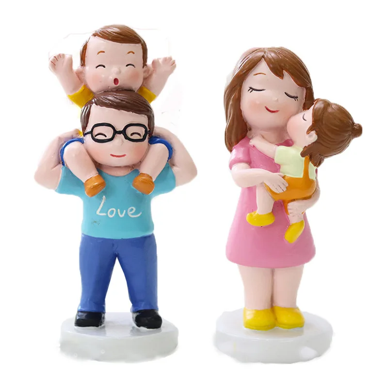 Cake Decoration For Happy Father's Mother's Day Cake Toppers Dad Mon Birthday Cake Dessert Party Whole Family Figure Toy Doll