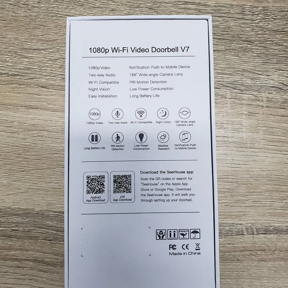V7 HD 1080P смарт WiFi видео дверной звонок камера визуальный домофон с колокольчиком ночного видения IP дверной звонок беспроводная камера безопасности