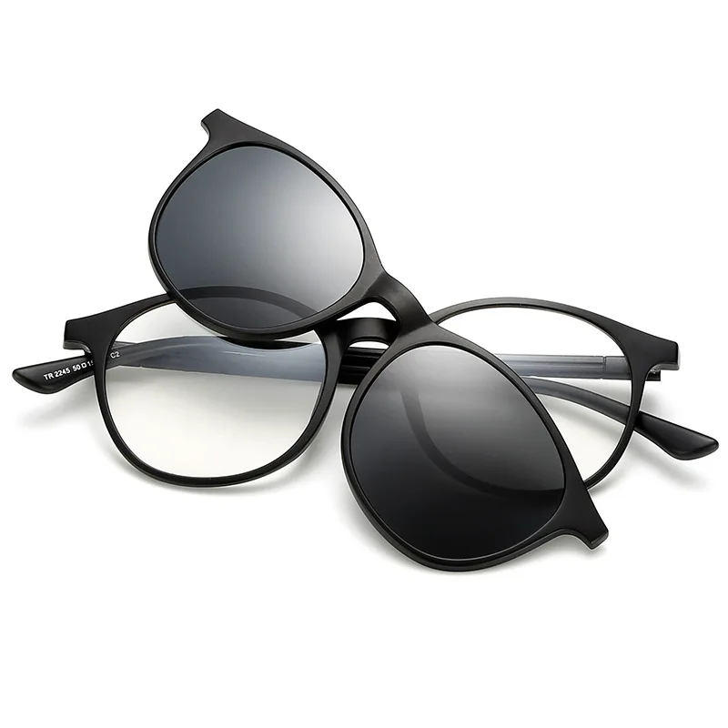 Traveler Fashion TR90 поляризованные солнцезащитные очки круглая оправа Тонкая оправа из стекла ослепительный зажим магнитно всасывающий рукав зеркало