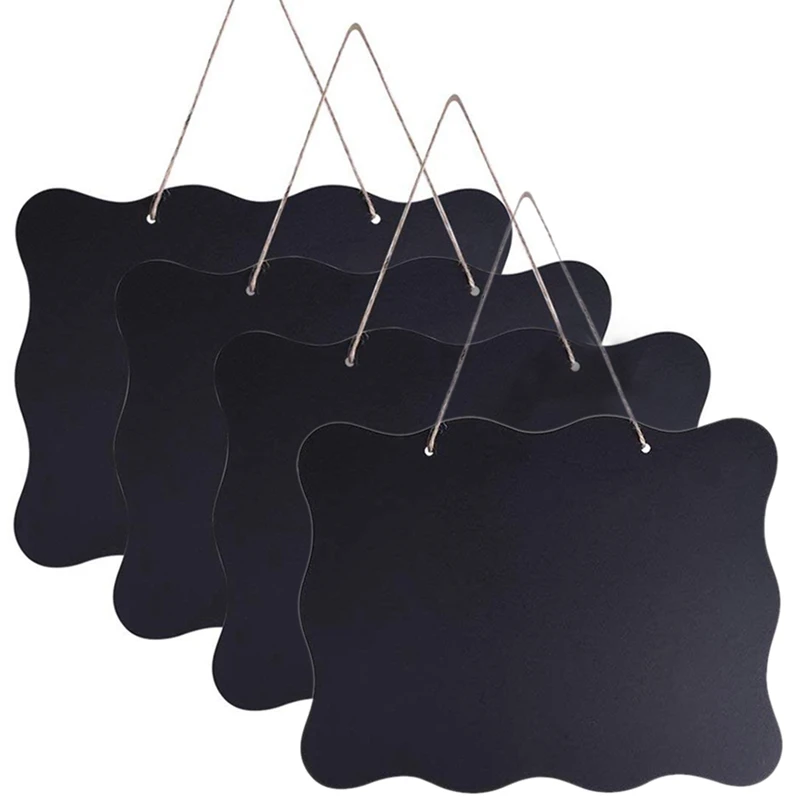 

4 Blackboard Signs 8X10 Inch Double-Sided Erasable Message Board with Lanyard and Cleaning Cloth, Suitable for Wedding, Kitchen