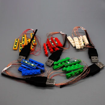 

6-String 1 x 4 USB Powered LED Lighting Kit for DIY Small Particle Building Blocks - Warm Color