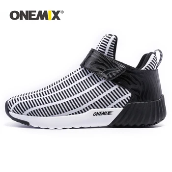 

ONEMIX New Fashion High Top Man Sneakers Sock Athletic Running Shoes Women Casual Men Shoes Stripe Slip On Trainers Sports Shoes