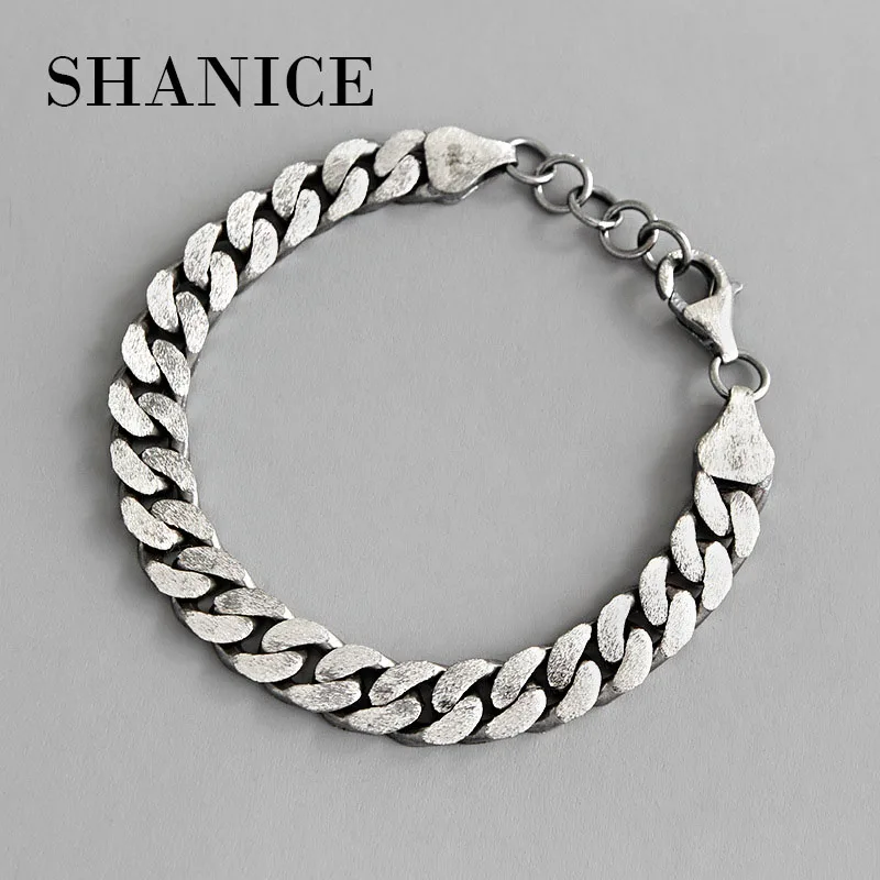 SHANICE Корейская версия S925 Серебряный браслет морозный ретро матовый браслет-цепочка индивидуальная универсальная цепочка для пар