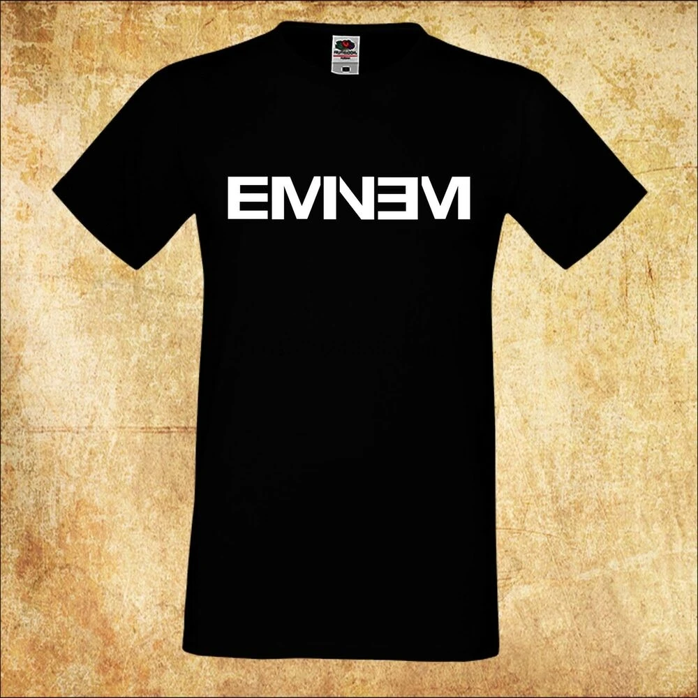 Футболка мужская Эминем 2 с логотипом Slim Shady HIP HOP RAP ROCK Black Tea | Мужская одежда