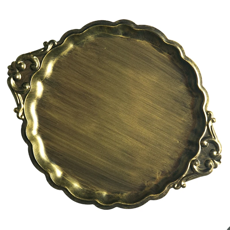 Vintage Gold/ Silver Bread Food Display Tray for Dinnerware Wedding Home Birthday Party Table Fruit Cupcake Cake Fondant Plates