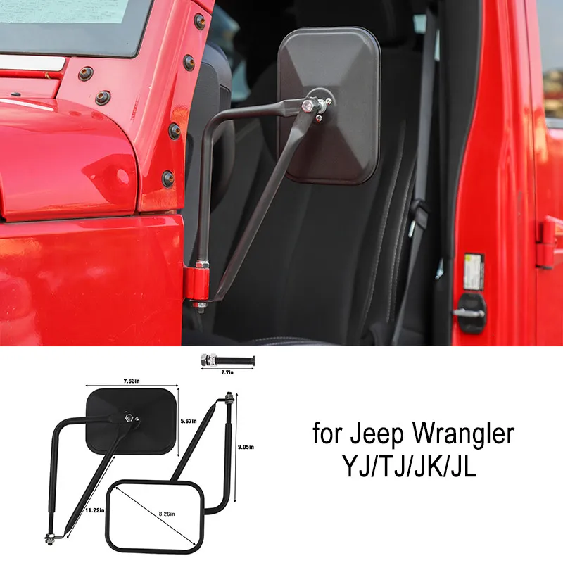 Mirror For Jeep Wrangler Yj Tj Jk Jl Car Side Door Rearview Mirror Angle  Shape Adjustable Blind Spot For Jeep Wrangler - Mirror & Covers - AliExpress