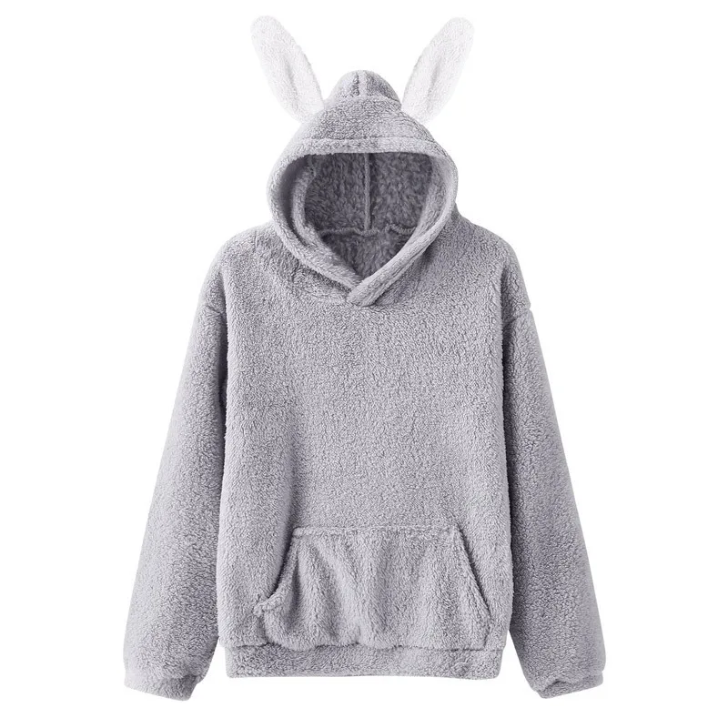 Fashion Hoodies Women's Winter Warm Oversized Sweatshirt with Bunny Ears Casual  Long Sleeve Tops Pullover Sweatshirts 1