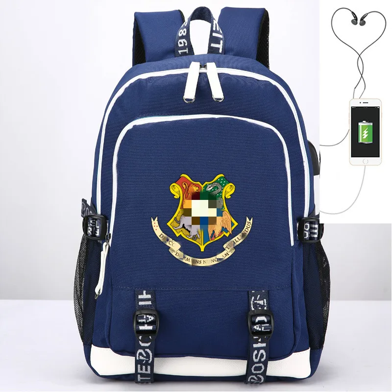 

Student School Bag Potter Cosplay Props Magic School Zipper School Bag Canvas High Quality USB Music Backpack Boy Girl