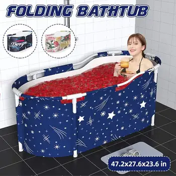 

Portable Foldable Bathtub Double Non-Inflatable Bath Tub Household Folding Large Full Body Bath Barrel With Frame For Adults