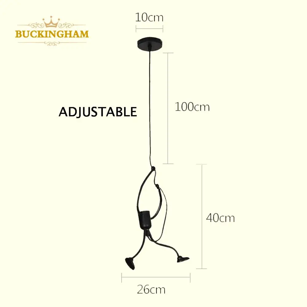 retro iron man pendant lights nordic pendant light hanging lamp creative little man climbing hanger for baby kid room metal lamp afbeelding