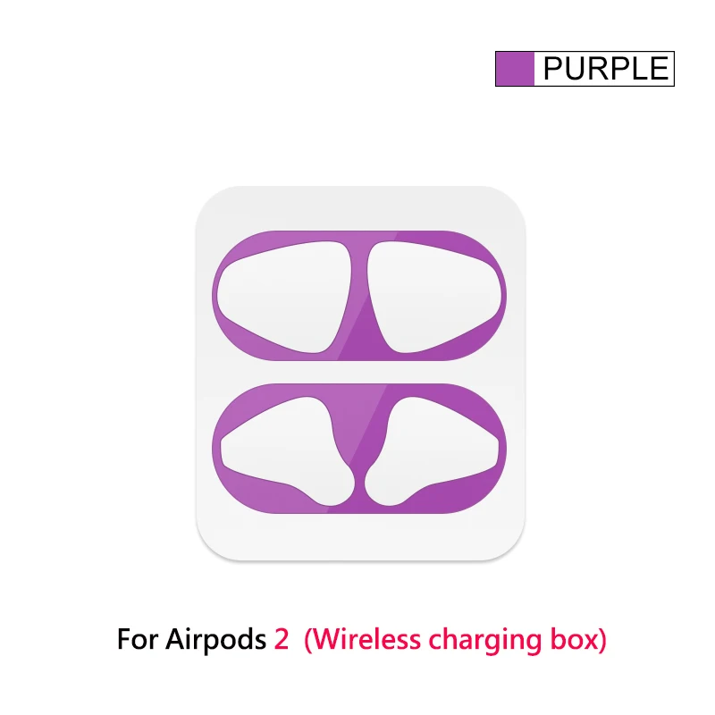 Защитный чехол Пылезащитная наклейка для Apple Airpods 2 1 пленка железная стружка ультра тонкая Кожа Защита от пыли для Airpod 2nd наушники - Цвет: Purple for Airpods 2