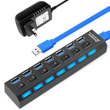 Usb-хаб USB 3,0 концентратор 4/7 порт Мульти USB разветвитель 3 хаб с адаптером питания USB-HUB 2,0 USB3.0 многопортовый 3,0 концентратор для портативных ПК