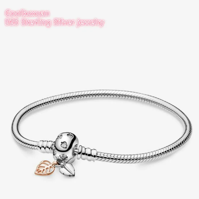 Оригинальные 925 пробы серебряные ювелирные изделия листья и змея браслет цепочка Подходит европейский стиль подвески и бусины