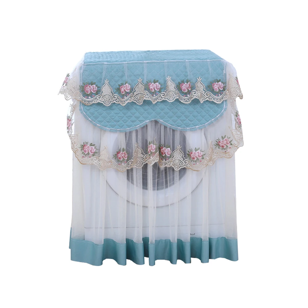Blue Популярный кружевной пыленепроницаемый протектор Цветочный стиль домашний декор чехол для стиральной машины 4 цвета моющиеся 60*60*85 см украшения - Цвет: Blue