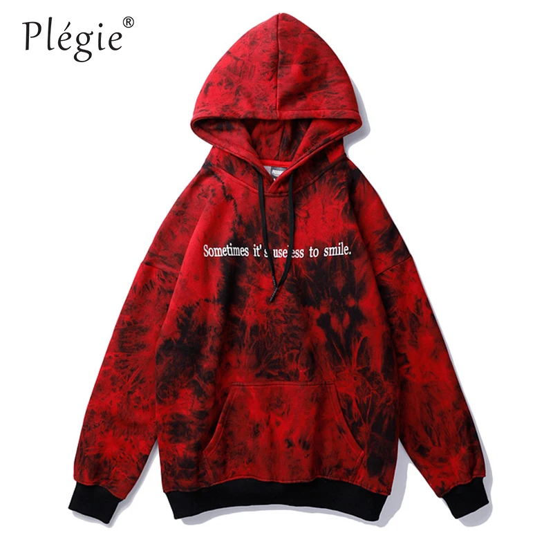 Мужские толстовки с капюшоном из флиса Plegie s Tie Dye, хипстерский Повседневный пуловер с капюшоном, уличная Мужская хип-хоп одежда оверсайз, топы унисекс