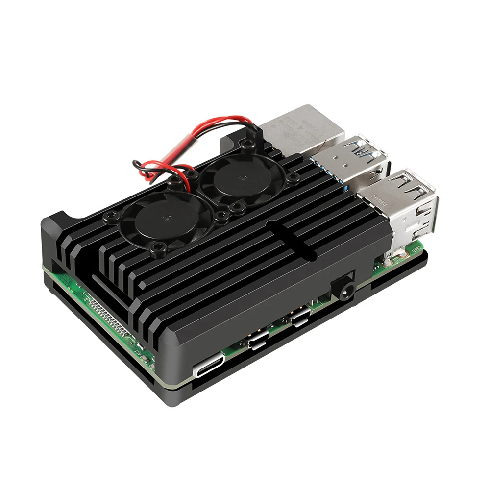 Корпус защитный чехол с вентилятором алюминиевый сплав для Raspberry Pi 4B чехол