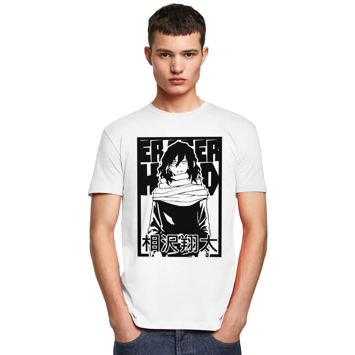 Мужская футболка с коротким рукавом Aizawa Shota модная летняя из 100% хлопка мангой