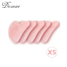 5 sztuk Rose Quartz skrobak Guasha pokładzie naturalne Jade kamień Gua Sha zestaw masażer do twarzy terapii ciśnieniowej do twarzy na kark i ciało masaż
