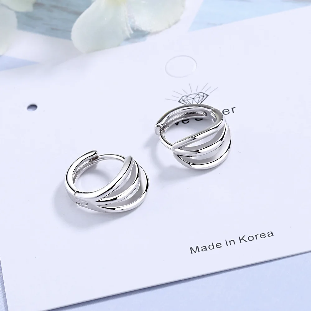 Gold Silver Stud Earring Geometric Design 925 Sterling Silver Earring For Women Femme New Korea Jewelry Kolczyki