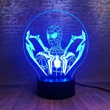 

Cool 3D Illusion Nightlight LED 7 Colors Changing Light Avengers Spiderman Figuras Marvel Spider man Figure Model Toys
