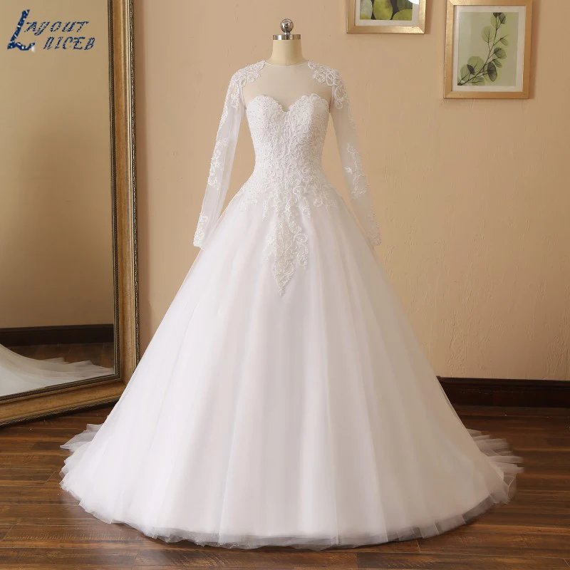 YQS017 Robe De Mariee Новое поступление красивое кружевное свадебное платье трапециевидной формы с круглым вырезом и пуговицей свадебное платье на заказ