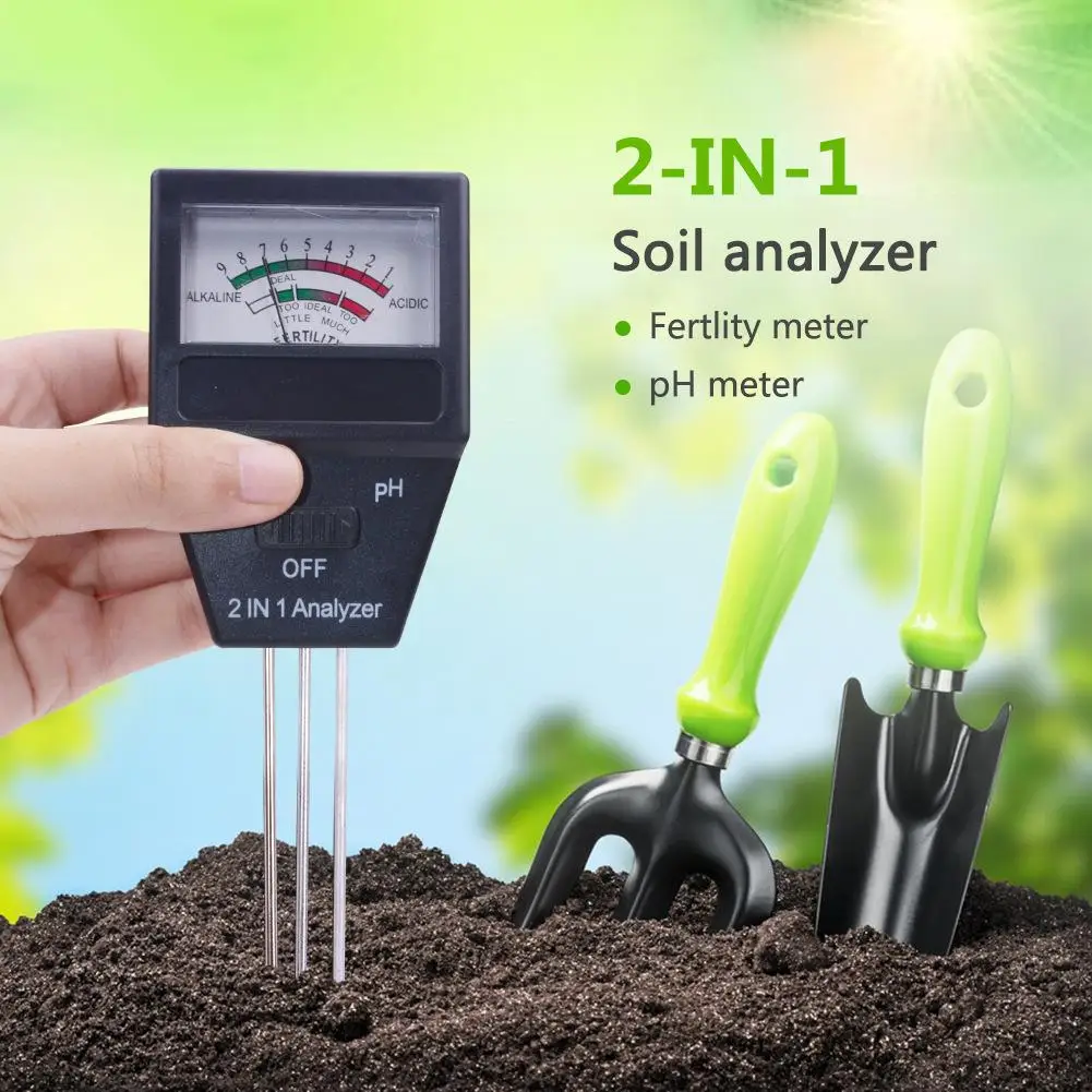 2 в 1 рН-метр и тестер фертильности анализатор почвы с 3 зондами садоводства инструмент