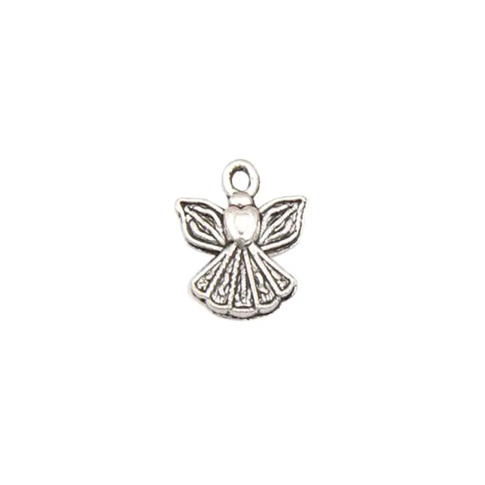 

200Pcs Tibetan Silver Zinc Alloy Angel Charm Pendants For Jewelry Making Findings 13x12mm k01095