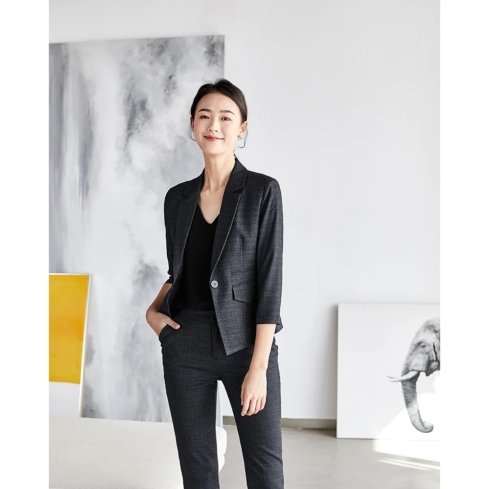 

2020 Fashion Ladies Pants Suits Women Business Suits Black Blazer and Jacket Set Workwear Female Office Uniform Design 2 Pieces