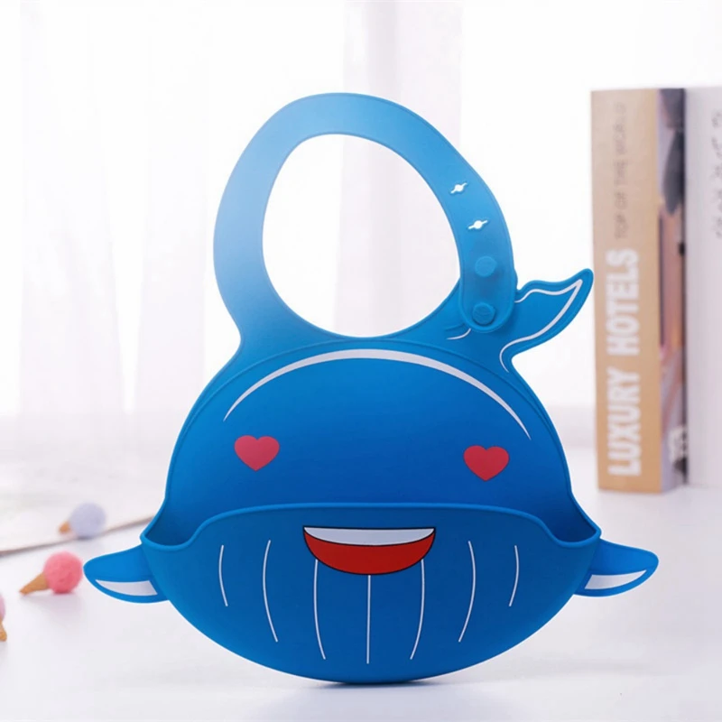 Новые силиконовые водонепроницаемые нагрудники мультфильм животные кит кормления оснастки кнопки нагрудник мягкие детские впитывающие