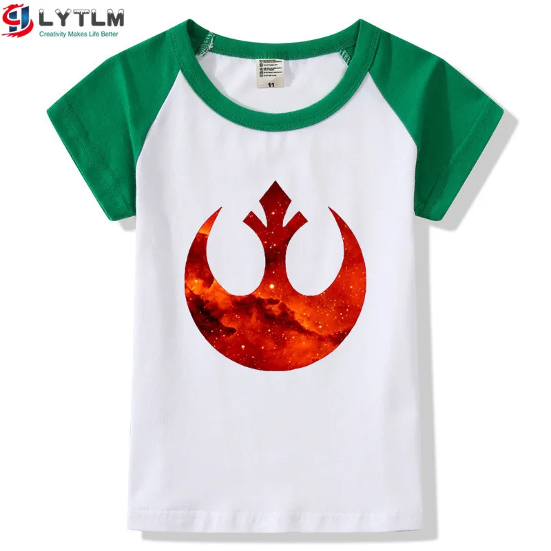 LYTLM/Детские рубашки для девочек Детская футболка с надписью «The Force Awakens» футболка для малышей в стиле аниме Летние Стильные футболки для мальчиков с рукавами реглан