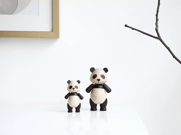 Handmade Natural Panda Sculpture - Nordic Decor