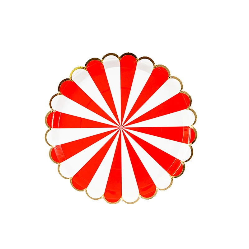 8PCS 7 inches Одноразовая посуда, свадебные украшения, 8 шт./1 упаковка, красно-коричневая бумага, лоток для дня рождения, украшения для детской вечеринки - Цвет: 8PCS 7 inches