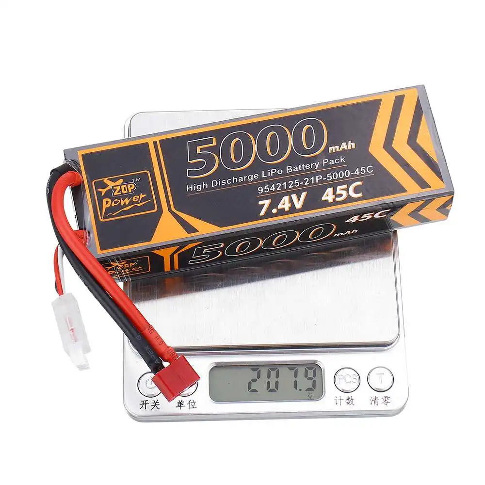 1/2/4 шт. оригинальный ZOP Мощность 7 4 V 5000 мА/ч 45C 2S Lipo Батарея Т образный разъем для 1/10