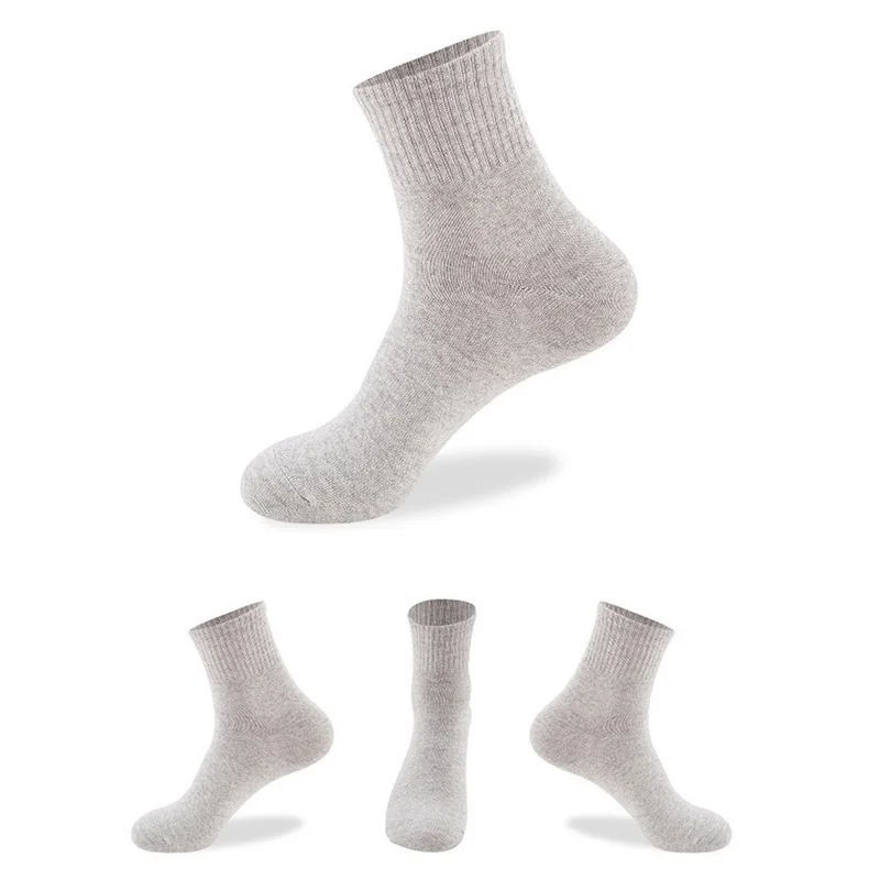 Мужские хлопковые носки, деловые носки, дышащие эластичные носки для мужчин, одноцветные носки-трубы средней высоты, черные, серые, белые - Цвет: Grey