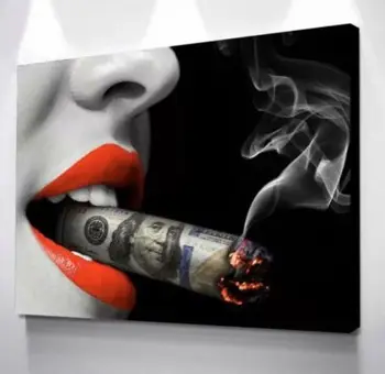 

Abstract beauty and dollar sexy lips on canvas wall art painting print poster and print graffiti art canvas print art picture ho