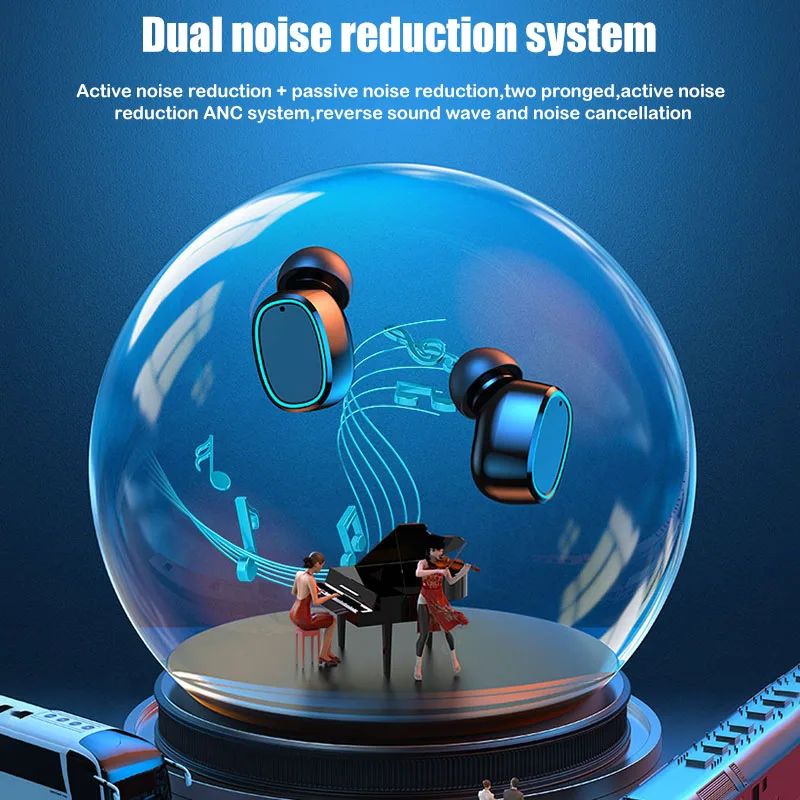 TWS Bluetooth 5 0 Wireless Earphones Touch Control Fingerprint Touch Control Noise Reduction HiFi Stereo Headset w Charging Case