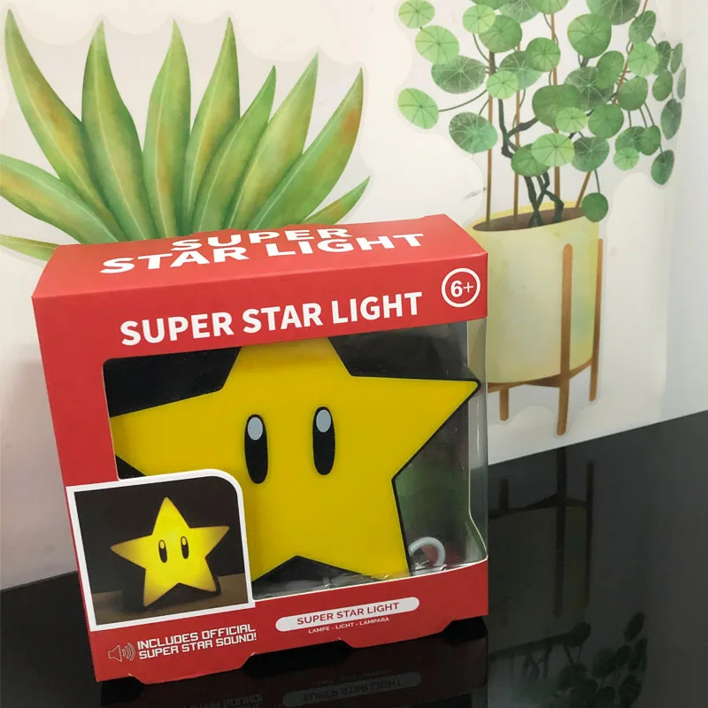 Retro Nostalgic Mario Super Star Light USB Rechargeable Sound Effect Anime Home Decoration Atmosphere Lamp Christmas Party Gift holiday nights of lights