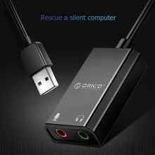 Orico placa de som usb áudio externo 3.5mm microfone adaptador de áudio soundcard para computador portátil ps5 fone de ouvido usb placa de som livre unidade