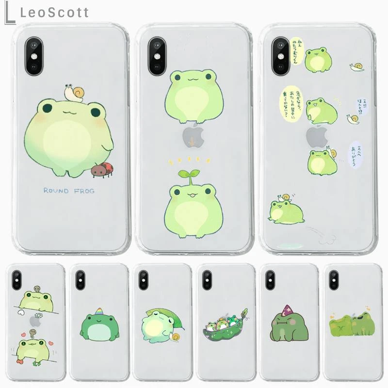 Mint Green Funny The Frog Cute Phone Case Transparent For Iphone 11 12 Mini Pro Xs Max 8 7 6 6s Plus X 5s Se Xr Mobile Phone Cases Covers Aliexpress