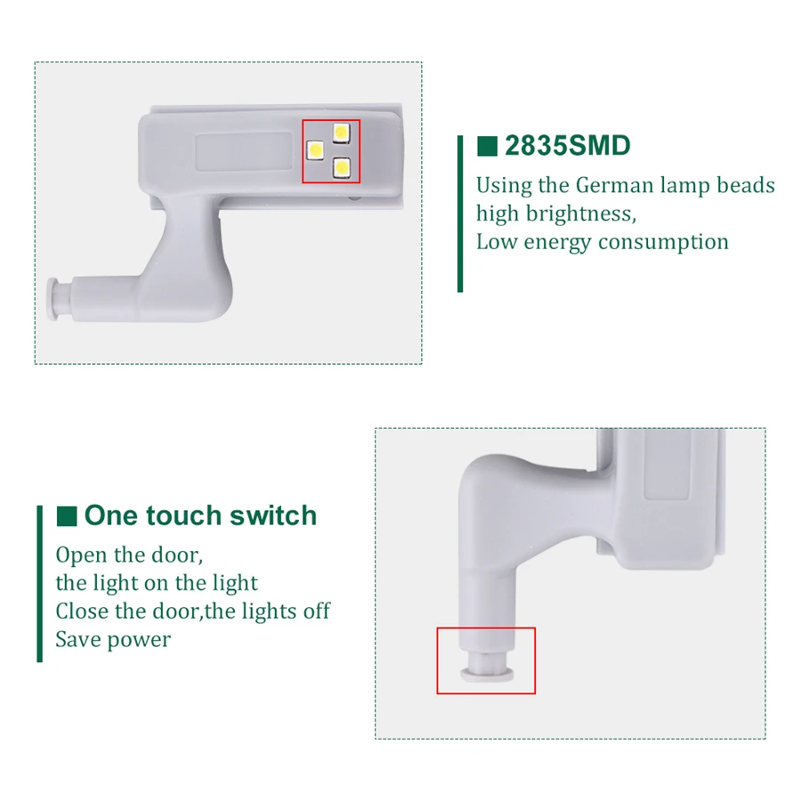 Универсальный светодиодный светильник для шкафа, внутренняя шарнирная лампа для кухонного шкафа