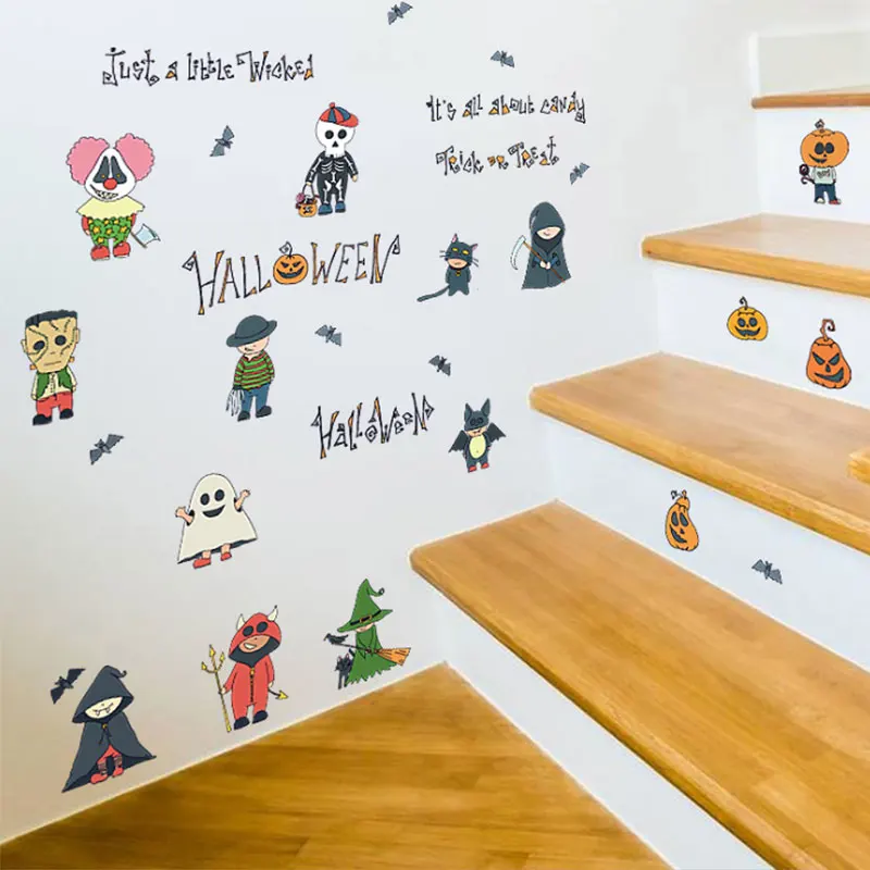 2pcs Home Decoration Halloween Wall Stickers Holiday Wall Stickers for Kids Rooms Pumpkin Pattern Background Decor for Party