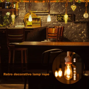 

New Retro Decorative Rope E27 Lamp Base Holder 1m 1.5m 2m Lamp Base Bulb Holder Jute Decorative Rope Chandelier Adapter Cable