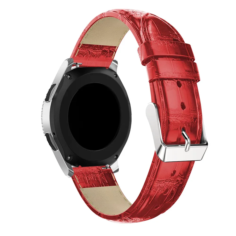 Red Ремешок для часов из натуральной кожи для samsung galaxy watch 46 мм gear S3 ремешок на запястье замена 22 мм браслет ремешок для часов - Цвет: Red