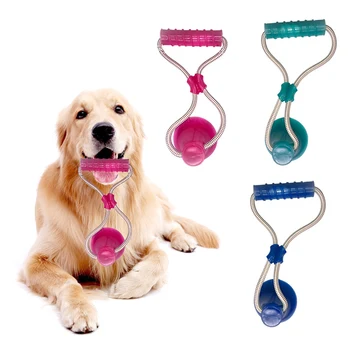 

Pet Cats Dogs Interactive Suction Cup Push TPR Ball Toys Elastic Ropes Pet Tooth Cleaning Chewing Playing IQ Treat Puppy Toys