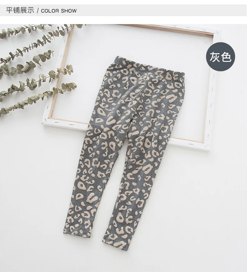 Осень-зима, детская одежда новые штаны с леопардовым принтом для малышей, хлопковые леггинсы с принтом в Корейском стиле для девочек, комплект со штанами