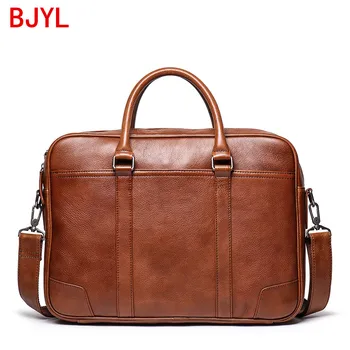 

Europe And America new Men's Leather Handbag genuine leather Briefcase Large Capacity Computer Bag Cowhide Crossbody Bag 15.6"