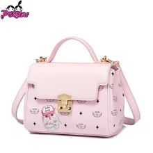 JUST STAR женские Сумки из искусственной кожи дамская модная сумка-тоут с панелями женские сумки через плечо с принтом кота из мультфильма