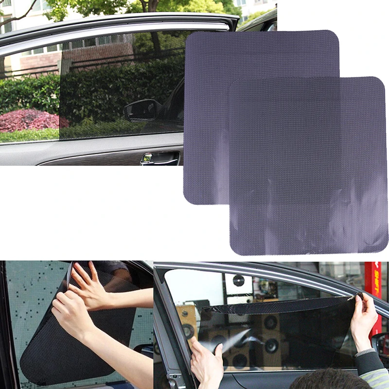 2PCS Car  Side Window Mesh Film Windshield Net Sun shade Sticker UV Protection Car Static Sunshade